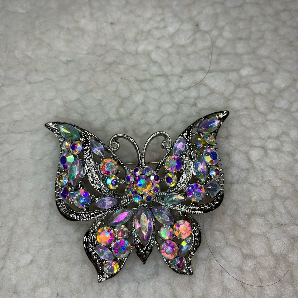 Colorful Rhinestone Butterfly Brooch